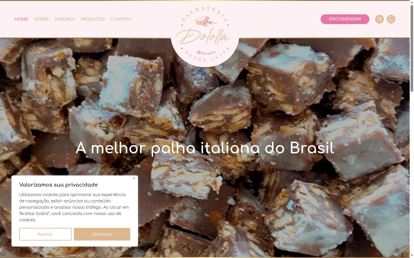Captura de ecrã do banner de consentimento apresentado antes de qualquer interação