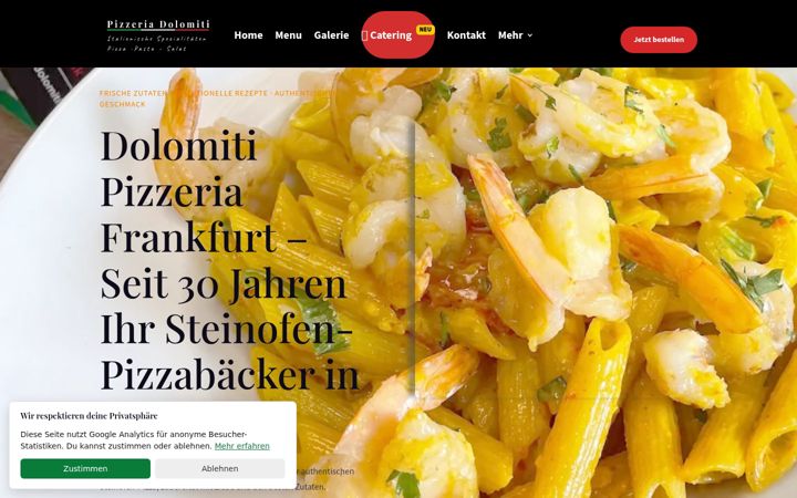 Screenshot of dolomiti-pizzeria-frankfurt.de