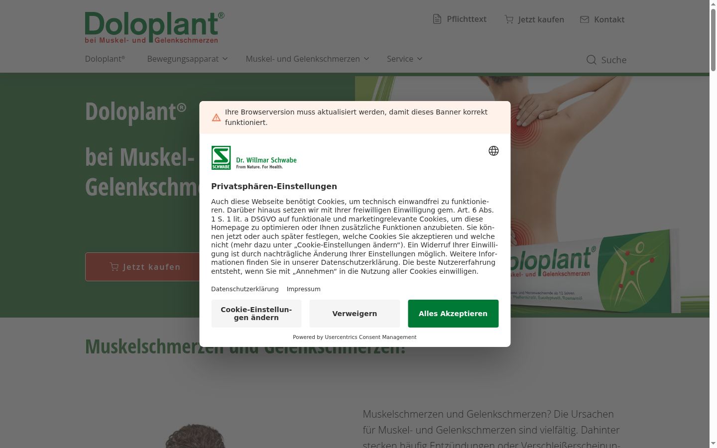 Screenshot van de toestemmingsbanner zoals getoond vóór enige interactie