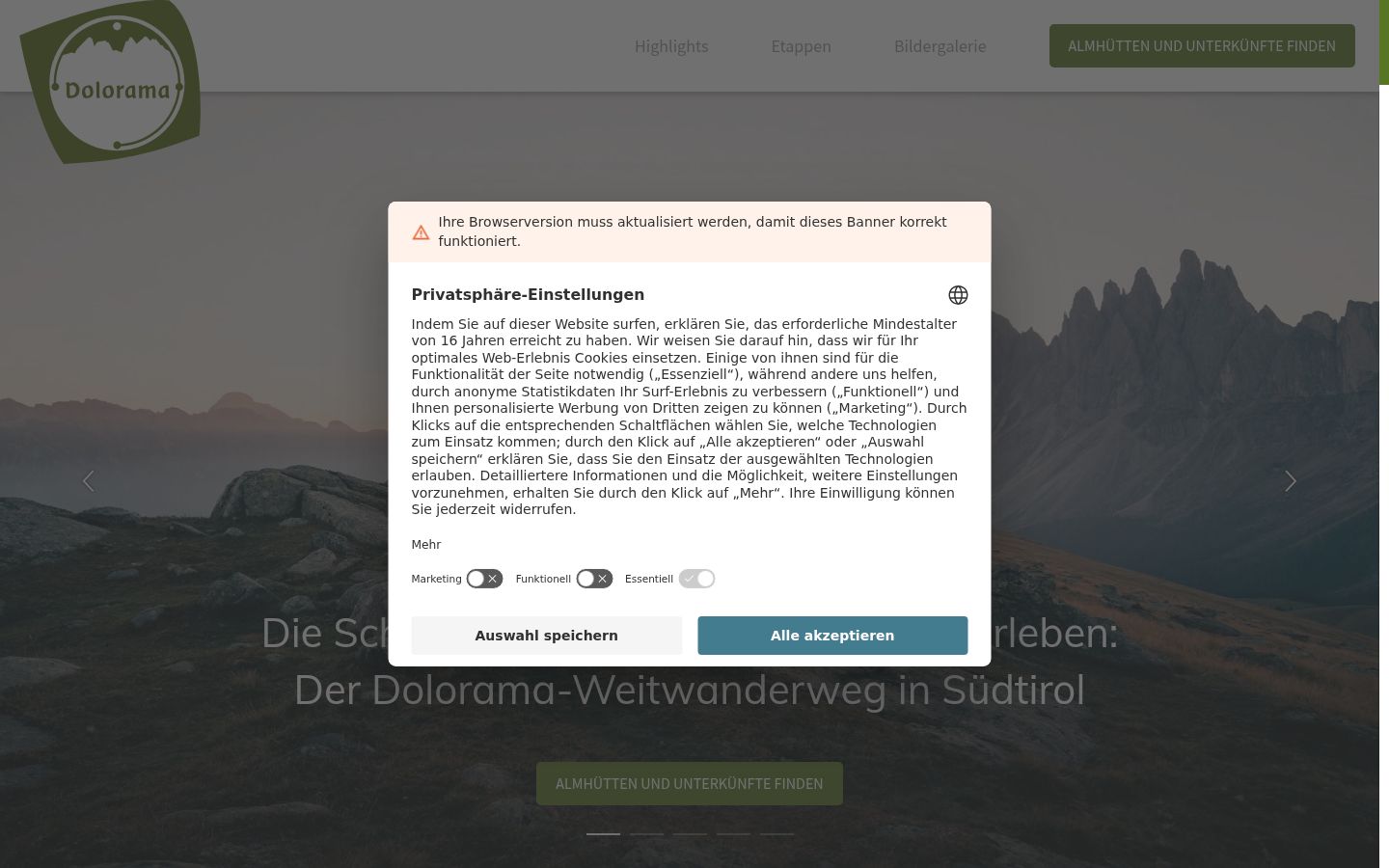 Screenshot tal-banner tal-kunsens muri qabel kwalunkwe interazzjoni