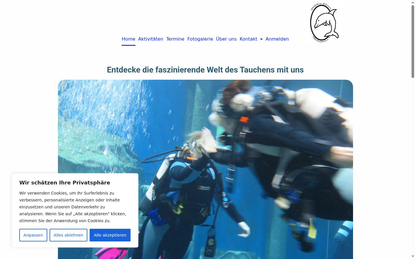 Screenshot des Einwilligungsbanners vor jeglicher Interaktion