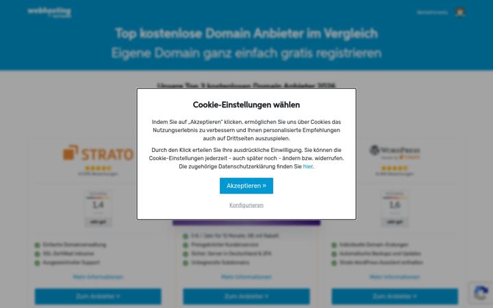 Screenshot of domain-kostenlos-testsieger.de