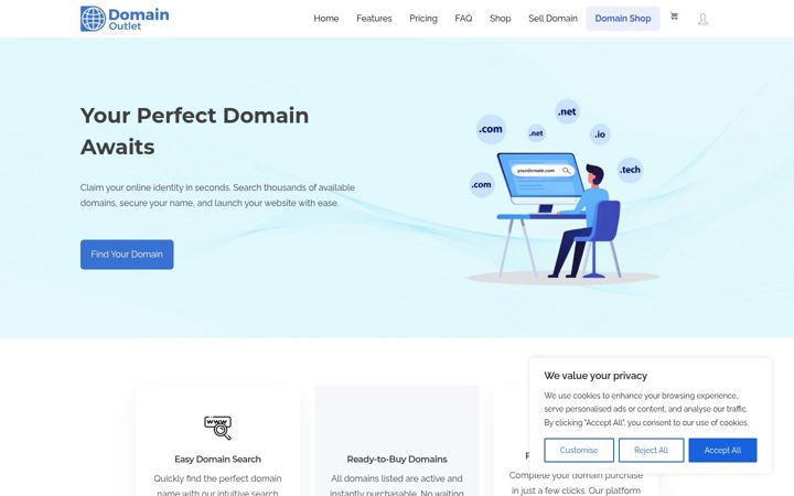 Screenshot of domain-outlet.com