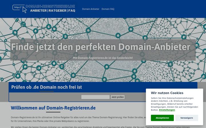 Screenshot di domain-registrieren.de