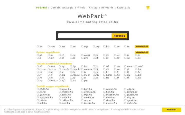 Screenshot of domainatregisztralas.hu