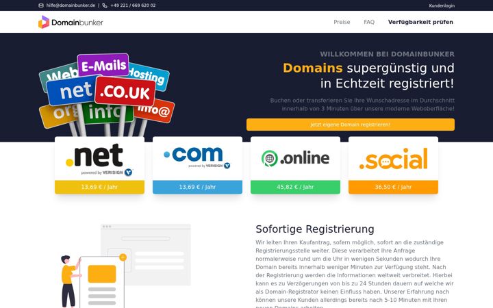 Screenshot of domainbunker.de