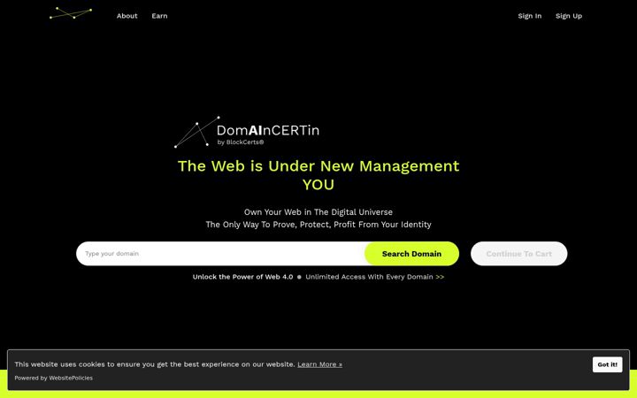 Screenshot of domaincertin.com