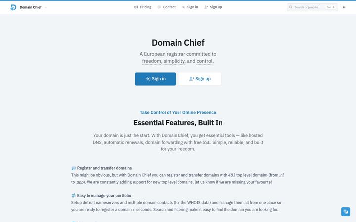 Screenshot of domainchief.net