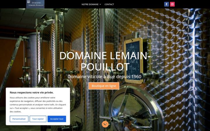 Screenshot of domaine-lemain-pouillot.fr