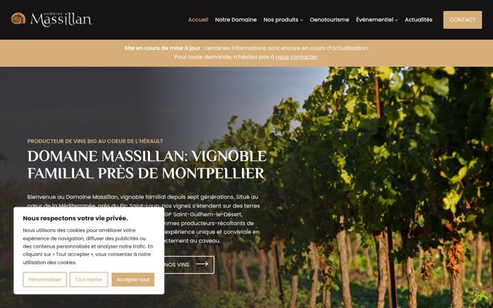 Ekrānuzņēmums no domaine-massillan.fr