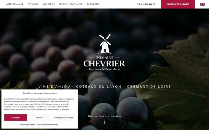 Ekraanipilt saidist domainechevrier.fr