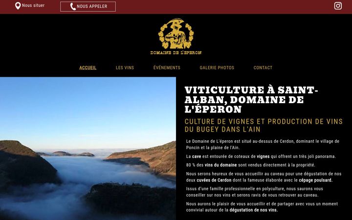Screenshot of domainedeleperon.fr