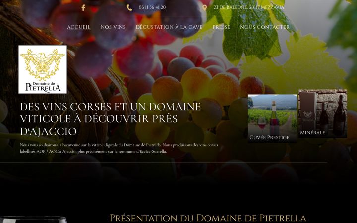 Snímek obrazovky domainedepietrella.fr