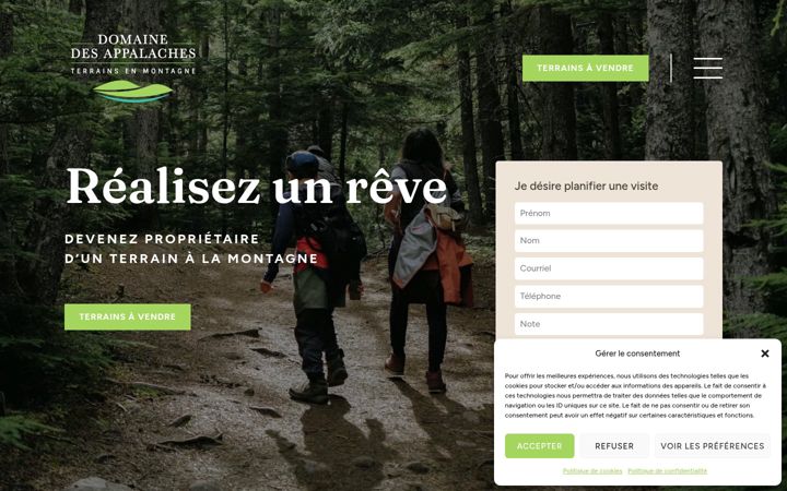 Skärmbild av domainedesappalaches.ca
