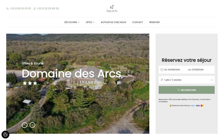 Snímek obrazovky domainedesarcs.fr
