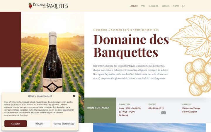 Snímek obrazovky domainedesbanquettes.fr