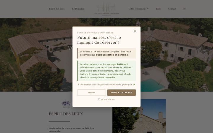 Screenshot of domaineduprieuresaintpierre.com