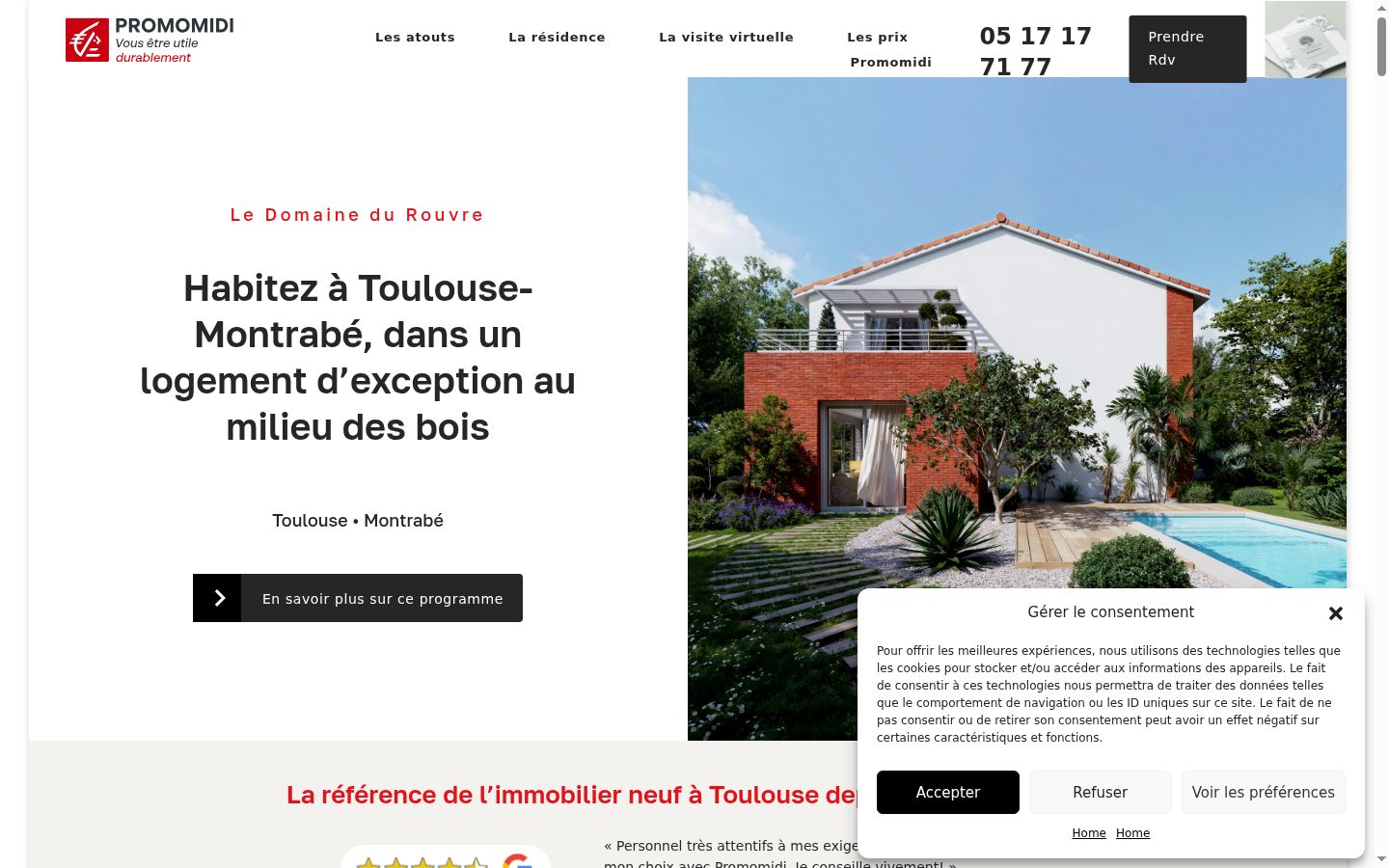 Capture d'écran de la bannière de consentement affichée avant toute interaction