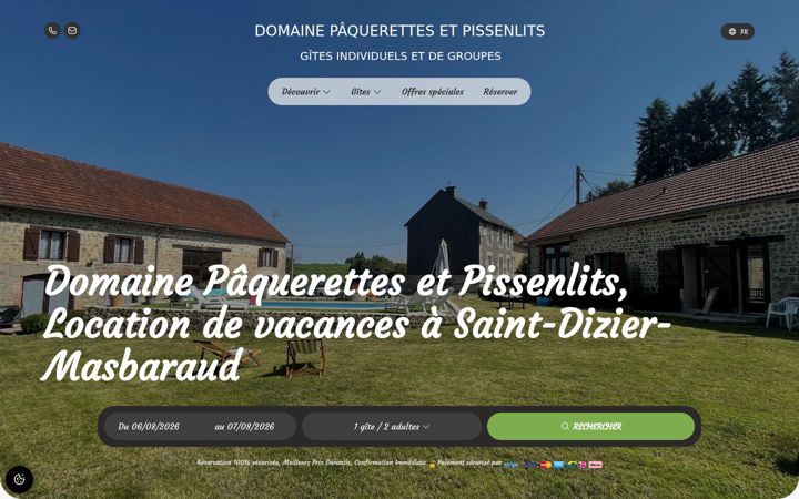 Screenshot of domainepaquerettesetpissenlits.com