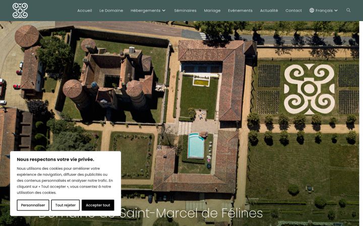 Snímek obrazovky domainesaintmarceldefelines.fr