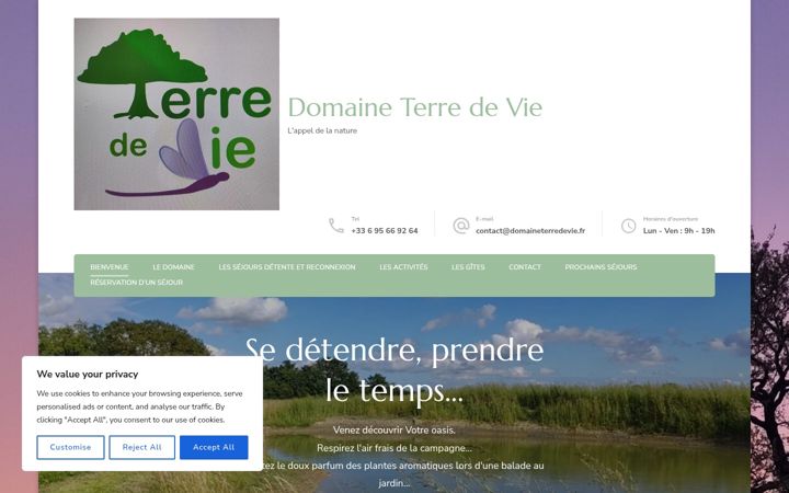 Snímek obrazovky domaineterredevie.fr