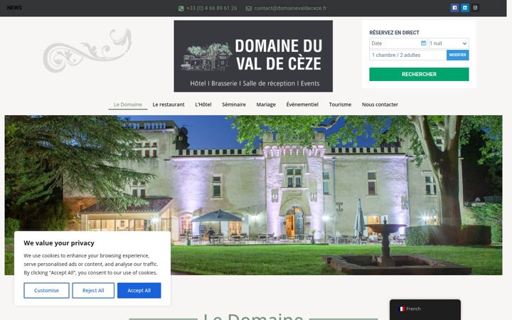Snímek obrazovky domainevaldeceze.fr