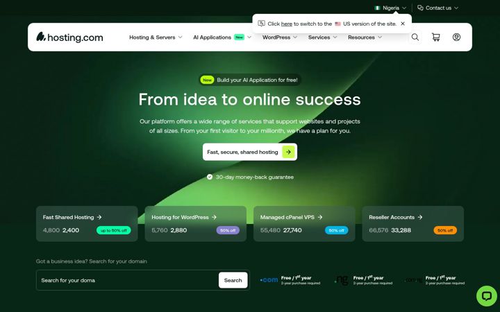 Screenshot of domainhosting.com.ng