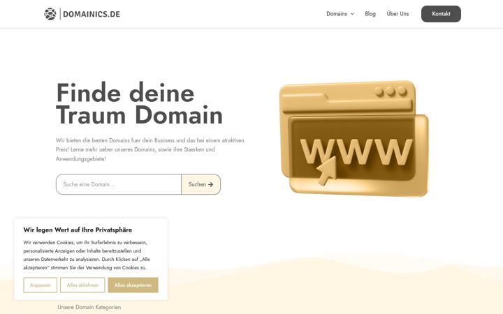 Screenshot di domainics.de