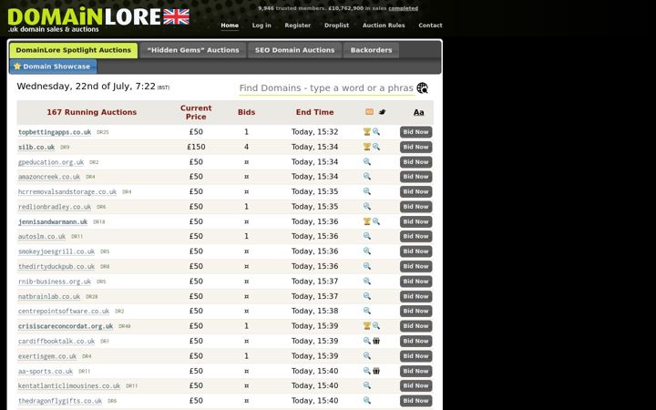 Screenshot ta' domainlore.co.uk