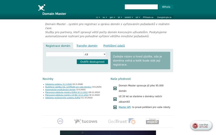 Képernyőkép: domainmaster.cz