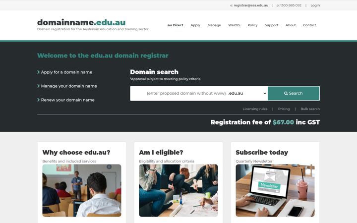 Screenshot of domainname.edu.au