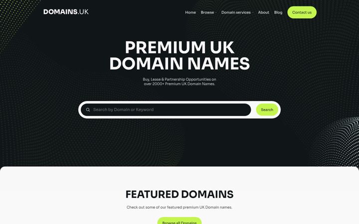 Snímek obrazovky domains.co.uk