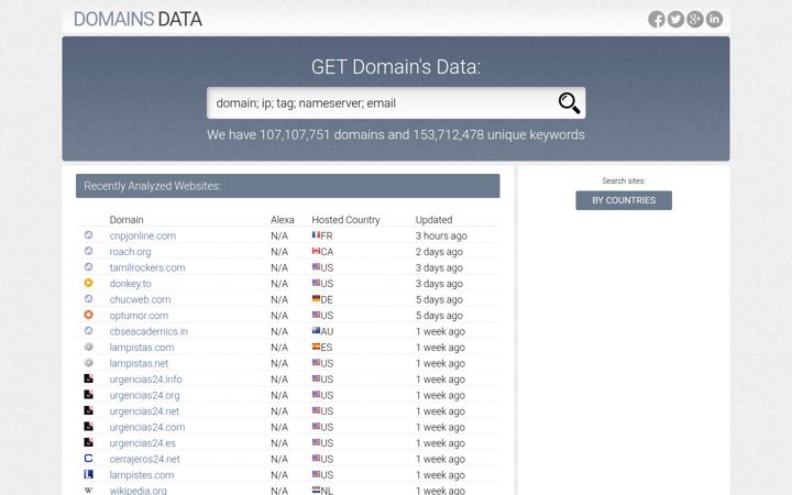 Zrzut ekranu domainsdata.org
