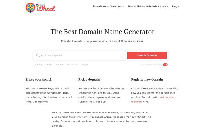 Screenshot of domainwheel.com