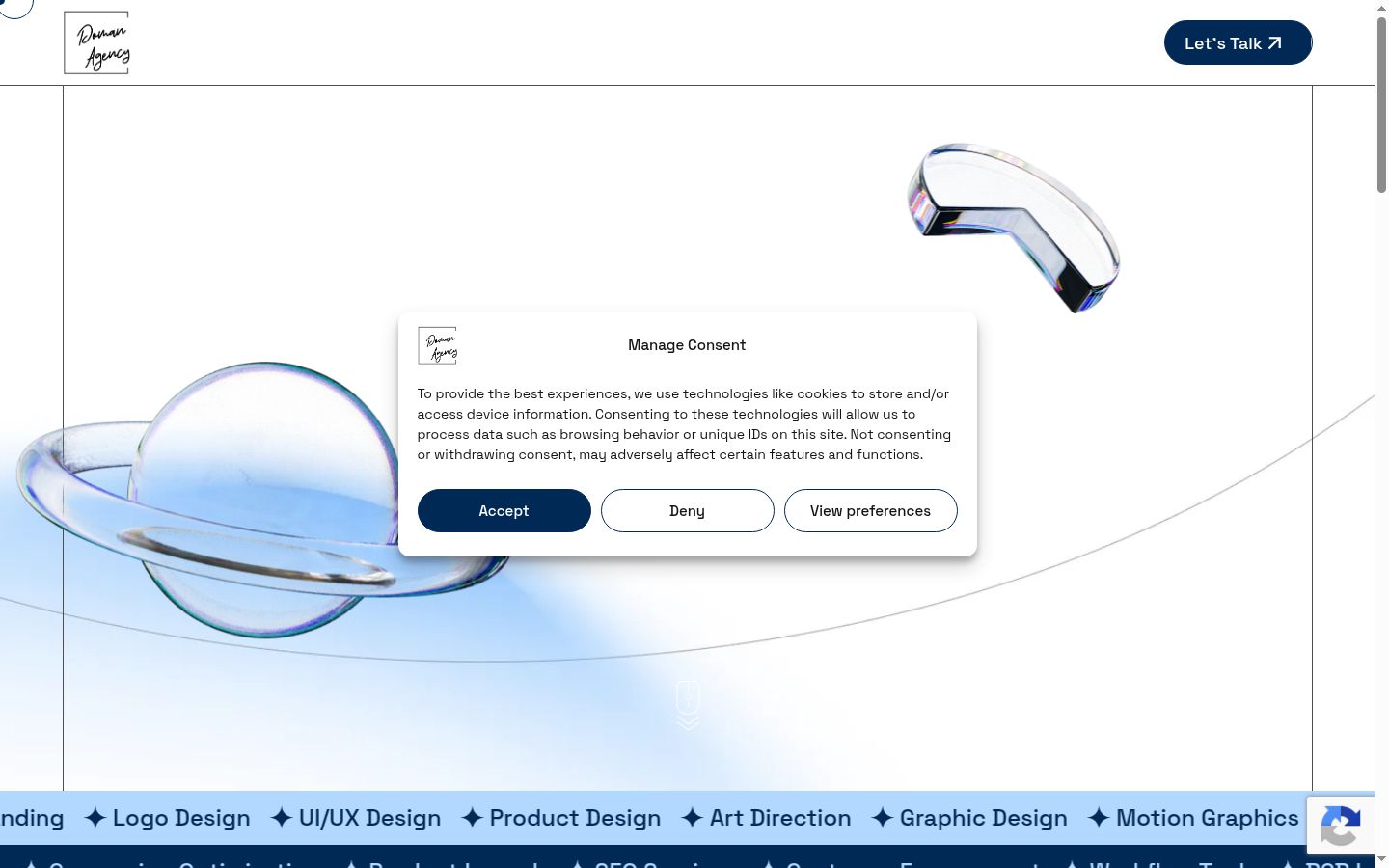 Screenshot of the consent banner shown before any interaction