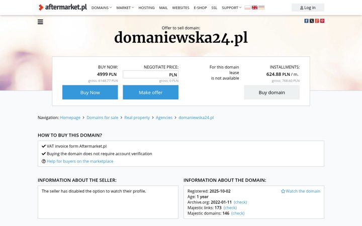 Screenshot του domaniewska24.pl