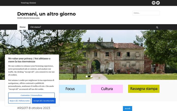 Captură de ecran a domaniunaltrogiorno.eu