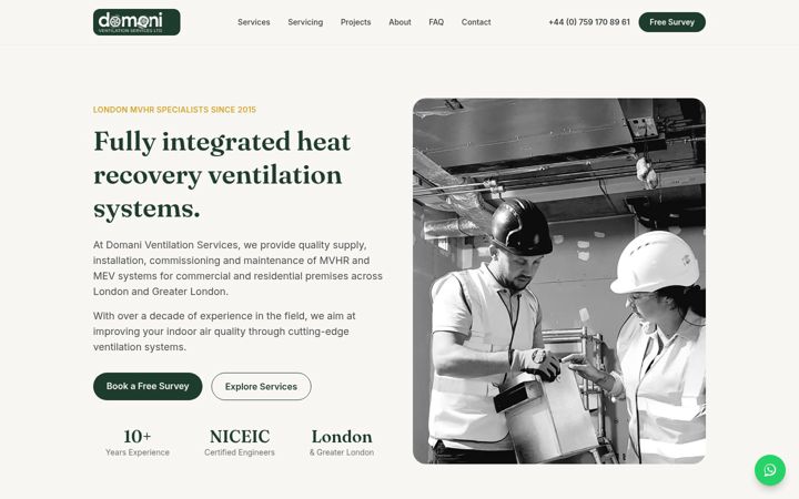 Screenshot of domaniventilation.co.uk