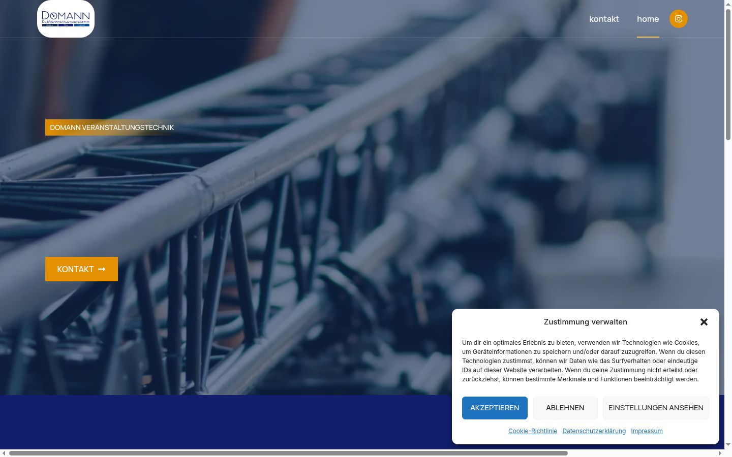 Screenshot del banner di consenso mostrato prima di qualsiasi interazione