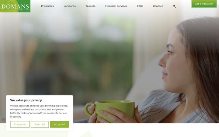 Snímek obrazovky domansresidential.co.uk