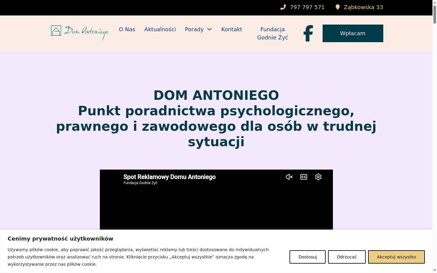 Ekrānuzņēmums ar piekrišanas baneri, kas tika rādīts pirms jebkādas mijiedarbības