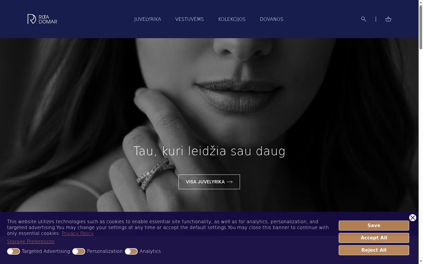 Captura de ecrã do banner de consentimento apresentado antes de qualquer interação