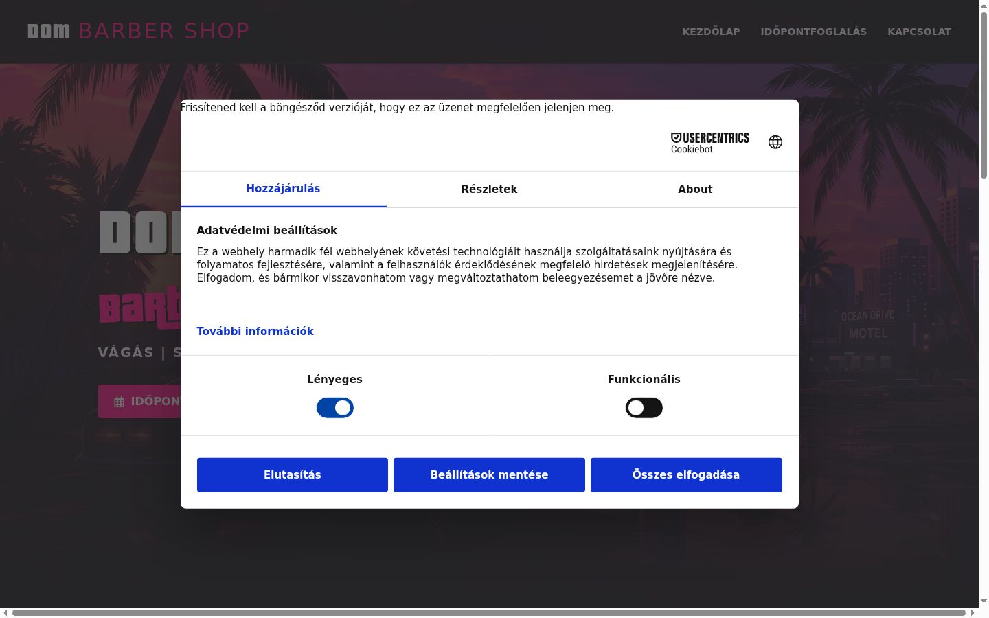 Screenshot of the consent banner shown before any interaction