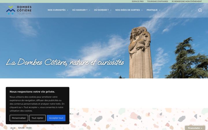Snímek obrazovky dombes-cotiere-tourisme.fr