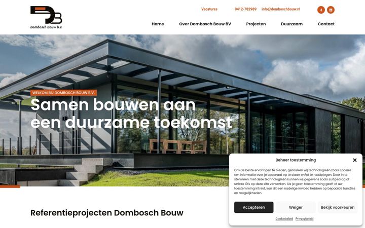 Captura de pantalla de domboschbouw.nl