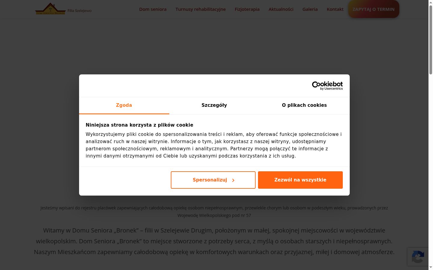 Zrzut ekranu banera zgody wyświetlanego przed jakąkolwiek interakcją