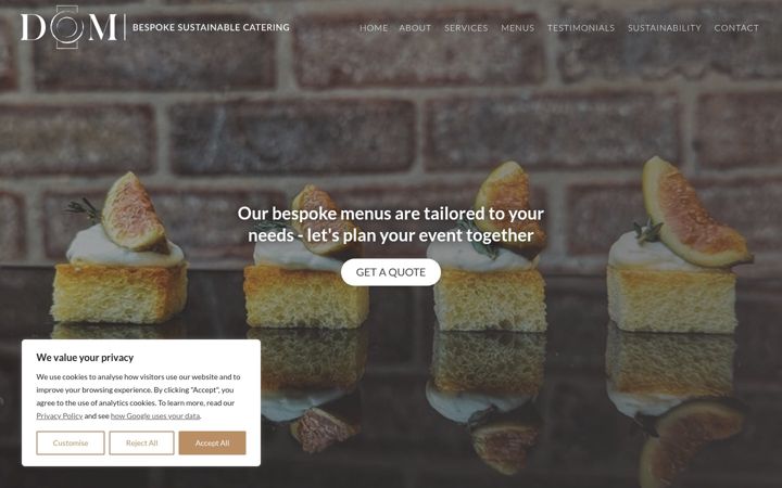 Screenshot of domcatering.co.uk