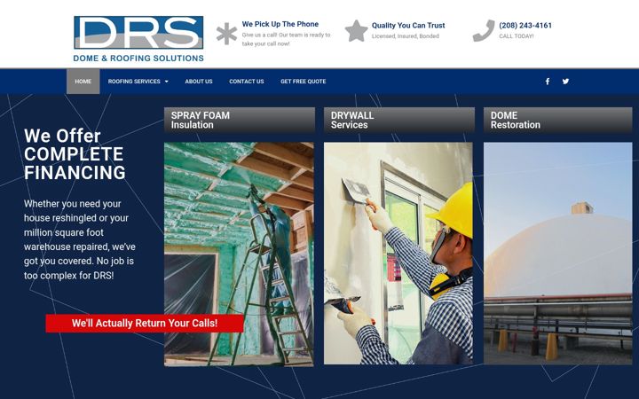 Screenshot of domeandroofingsolutions.com