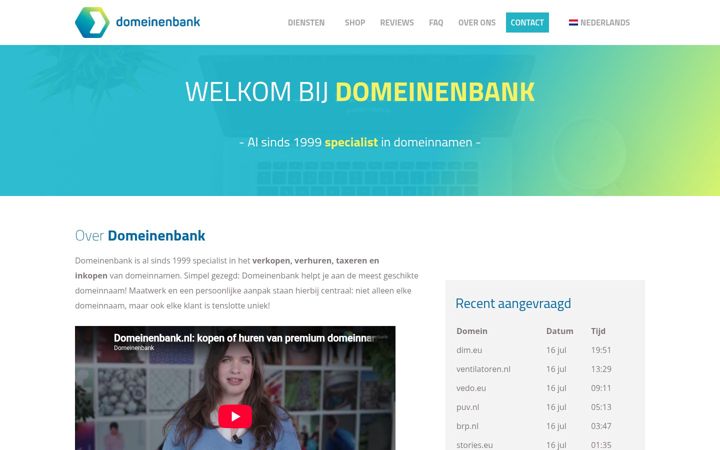 Posnetek zaslona domeinenbank.nl