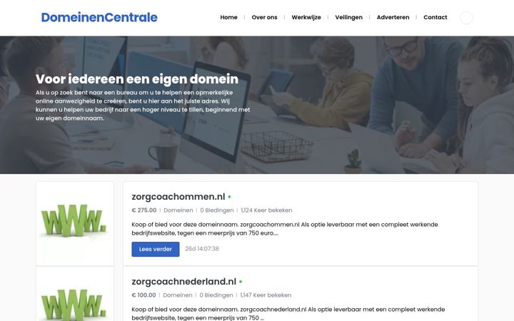 Screenshot of domeinencentrale.nl